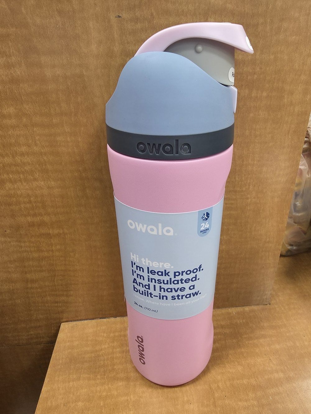 Owala Pink & Light Blue Insulated Water Bottle with Built-In Straw